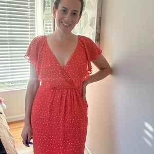 Coral Midi Cocktail Dress